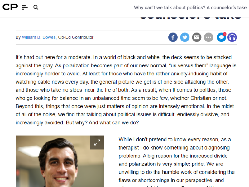 ARTICLE: Why can’t we talk about politics? A counselor’s&nbsp;take
