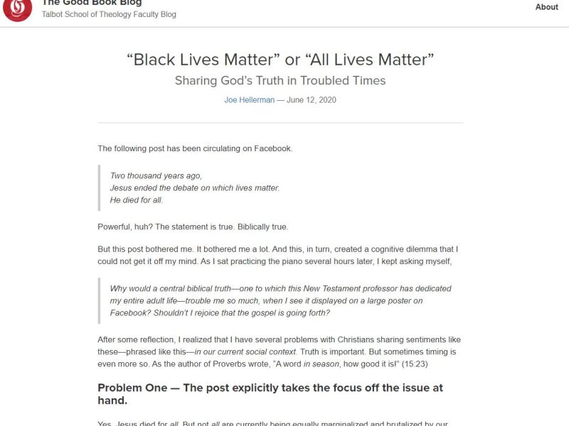 ARTICLE:  Black lives matter or all lives&nbsp;matter?