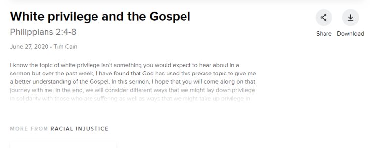 SERMON:  White privilege and the&nbsp;Gospel