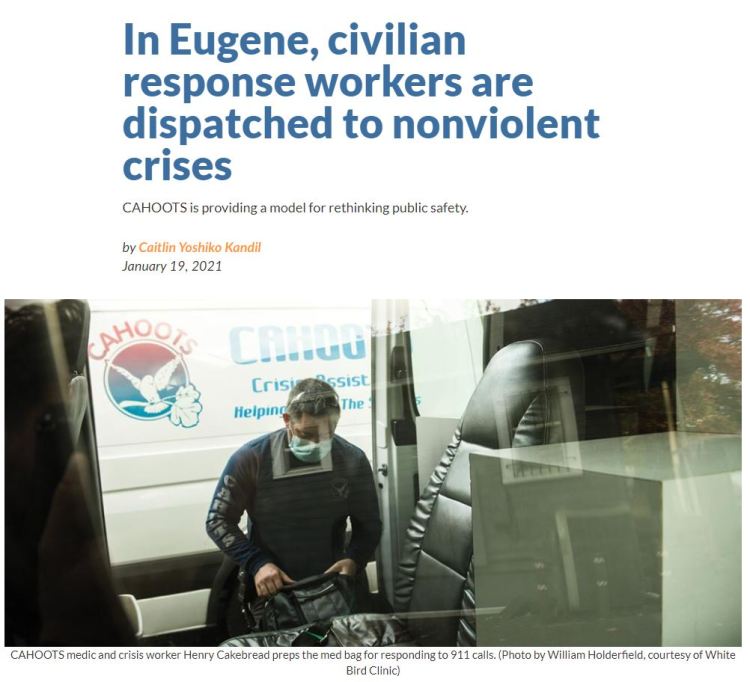 ARTICLE:  In Eugene, civilian response workers are dispatched to nonviolent&nbsp;crises