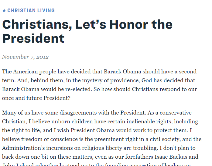 ARTICLE: Christians, Let’s Honor the&nbsp;President