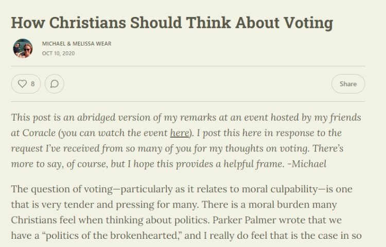 ARTICLE: How Christians Should Think About&nbsp;Voting